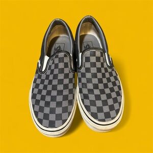 Vans Black and Gray Checkerboard Slip-Ons